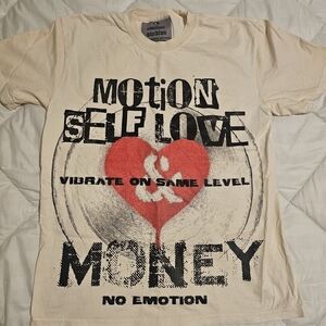 Self Love & Money Graphic Tee - Cream with Red Heart